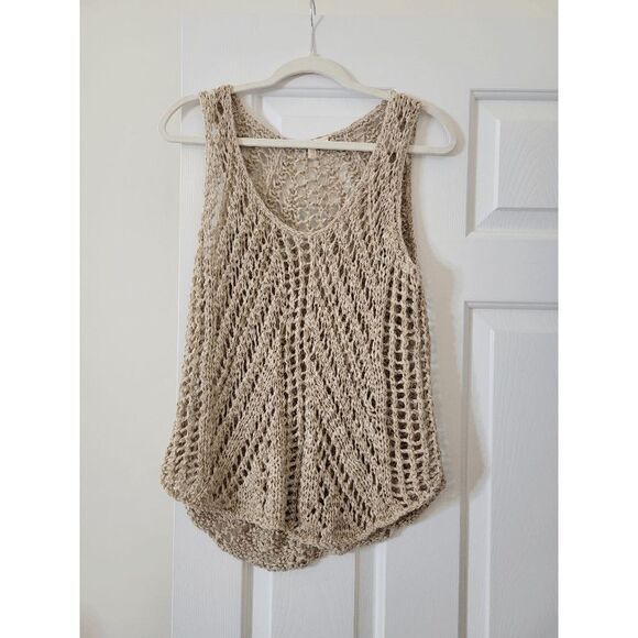 Eileen Fisher Hand Knit Tape Tank Neutral/Beige M - Picture 1 of 7